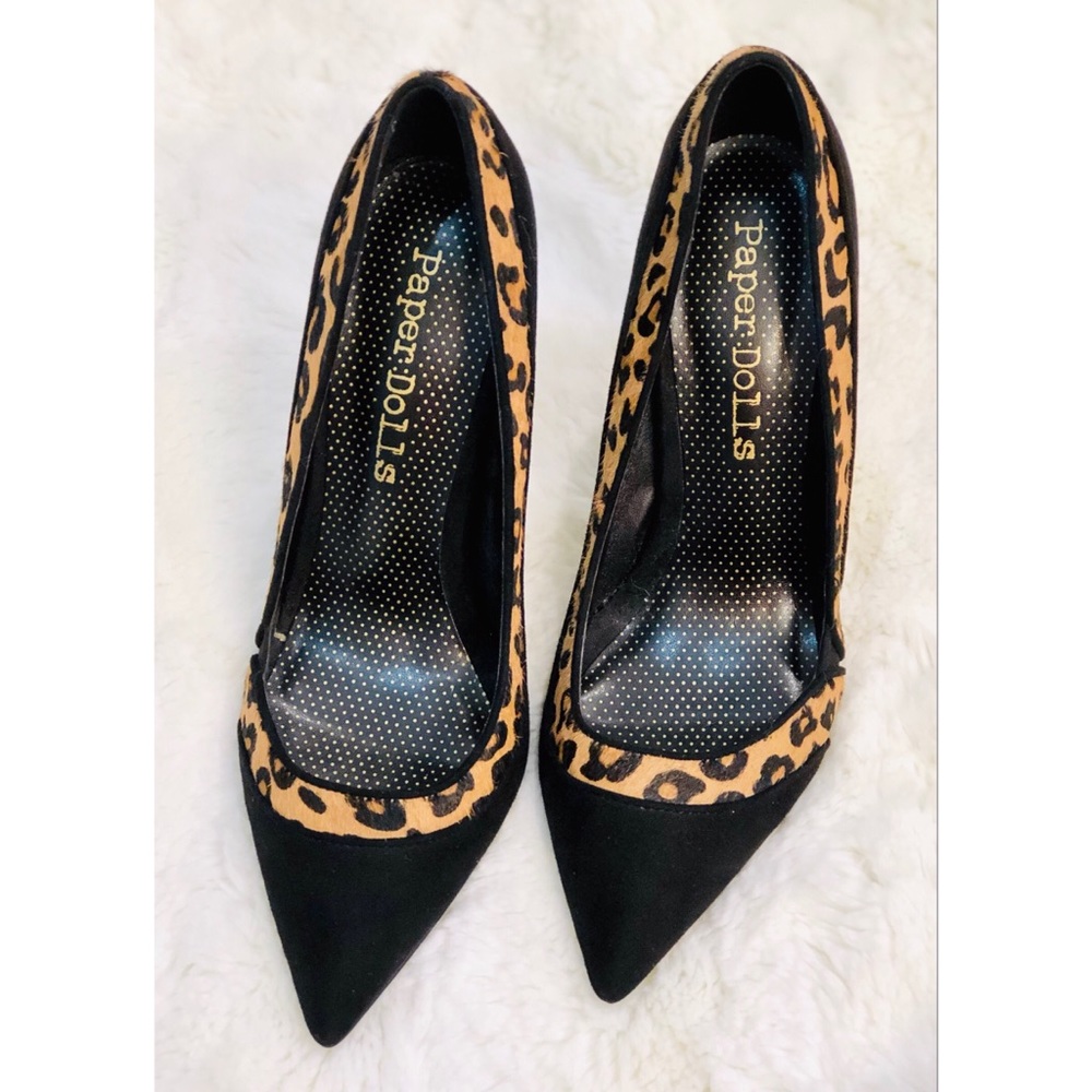 Paper Dolls NWOT black & leopard print heels